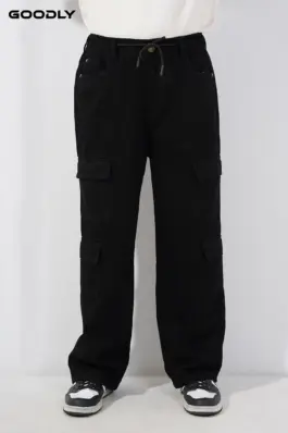 Men’s Relaxed Fit Denim Baggy 8 Pockets Cargo